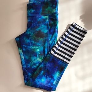 Blue patterned workout pants